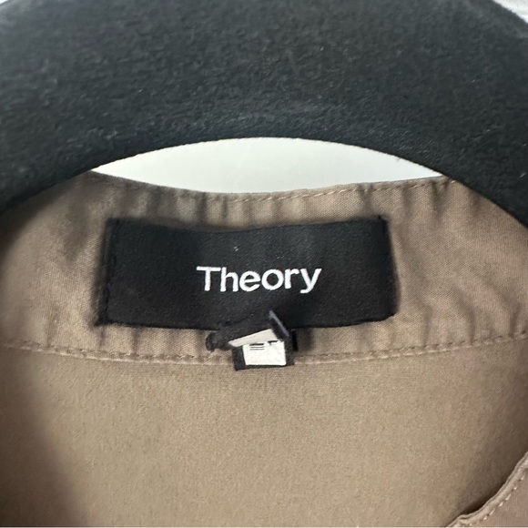 Theory Dress Womens  2 Green Jullitan poplin 3/4 Sleeve Lace-Up Mini Shift - Picture 7 of 8